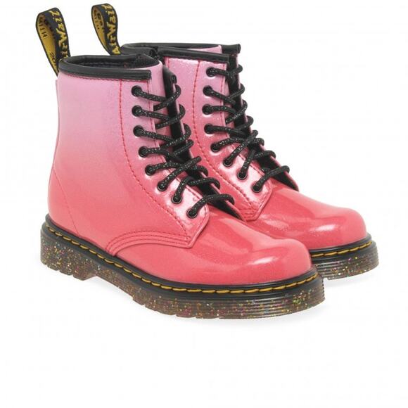 Dr Martens Women's 6 Pink Gradient Glitter 1460 Leather Boots Lace Up LB1-17 - Picture 1 of 8